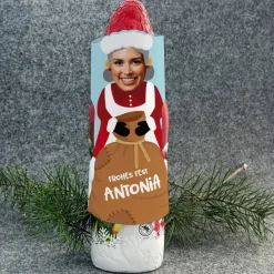 Schokoladen Weihnachtsfrau mit Ihrem Gesicht und Wunschtext, 200 g