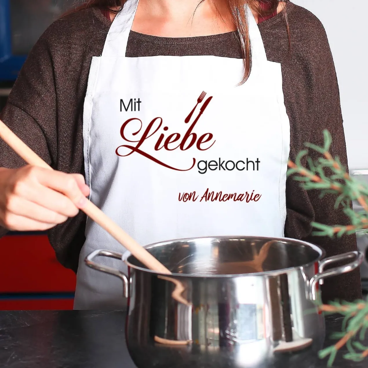 Schürze - Mit Liebe gekocht und Wunschnamen