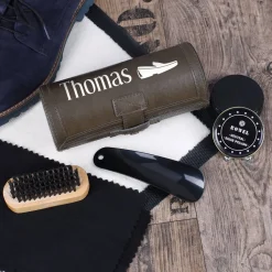Schuhputzset für Gentleman mit Namensaufdruck