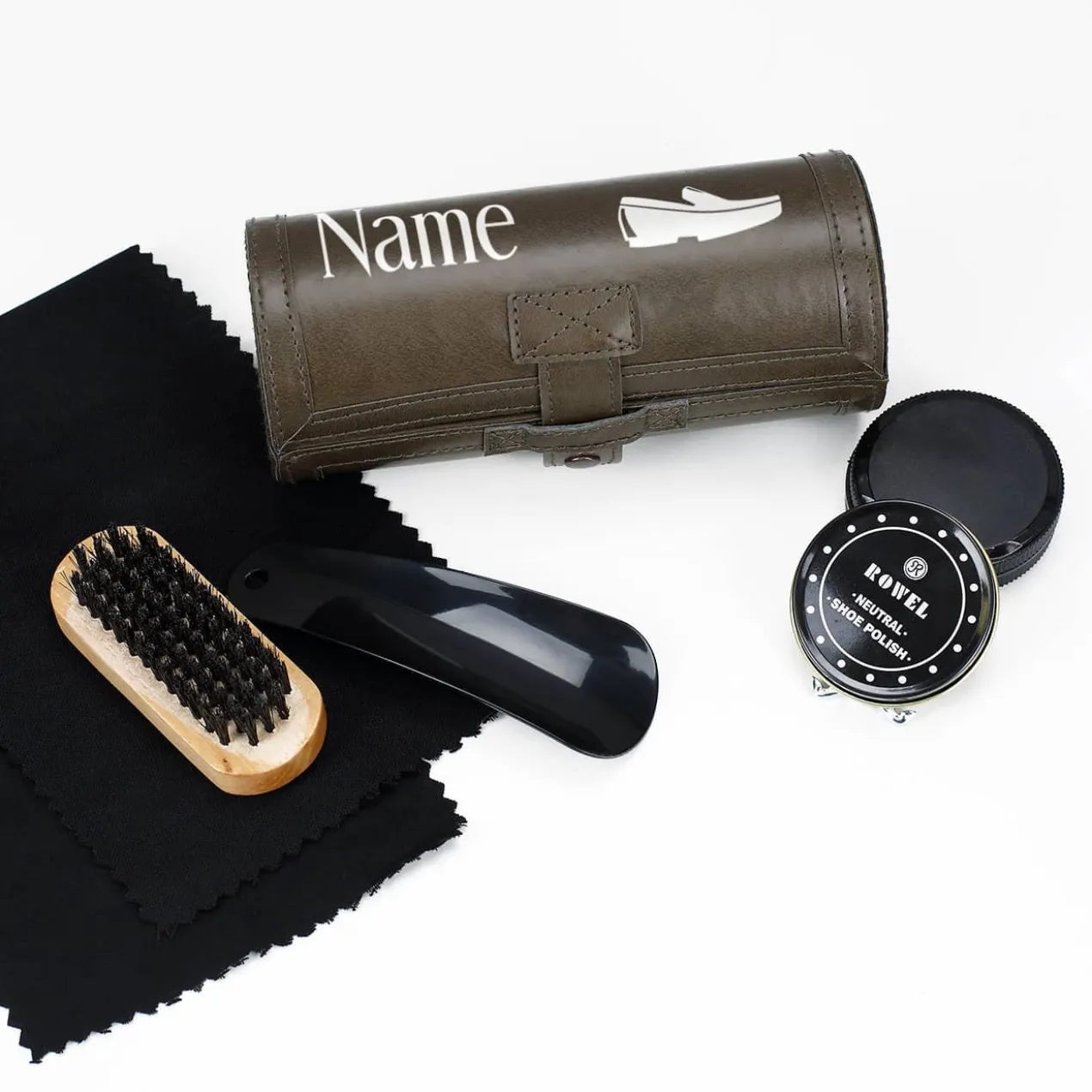 Schuhputzset für Gentleman mit Namensaufdruck
