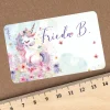 Schulaufkleber mit Einhorn-Motiv, Blumen und Name, 100 Stck. im Set