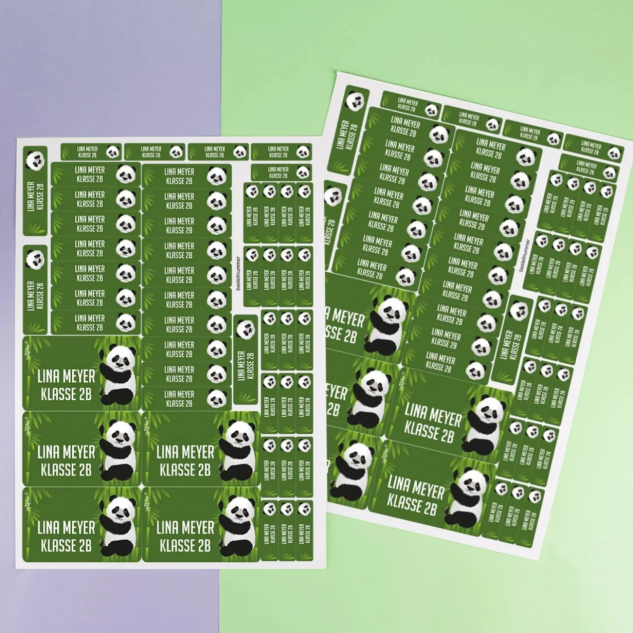 Schulaufkleber - Set mit Panda, in 3 Größen
