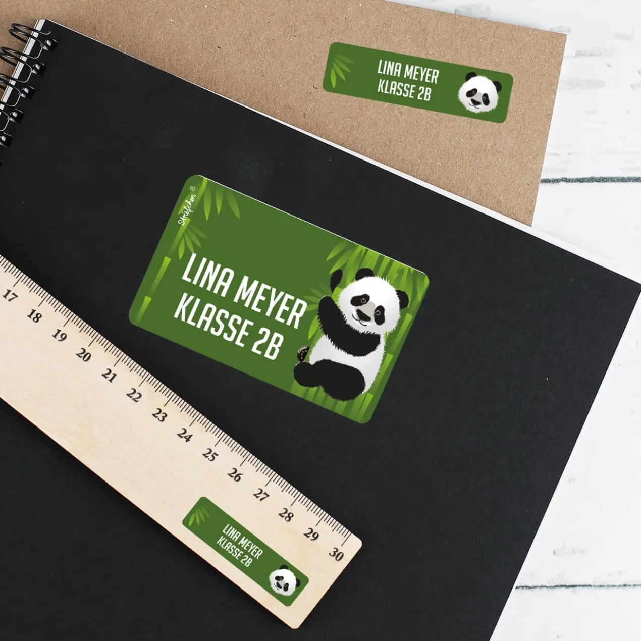 Schulaufkleber - Set mit Panda, in 3 Größen
