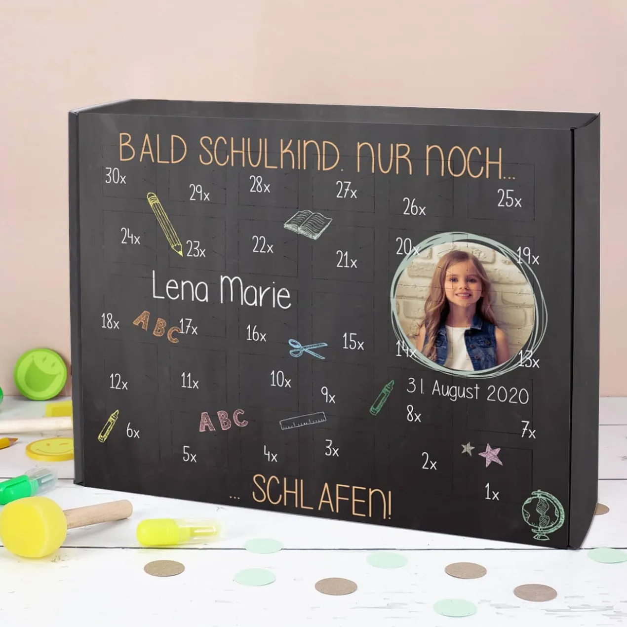Schulstart Kalender mit Countdown - persönlich mit Ihrem Foto bedruckt
