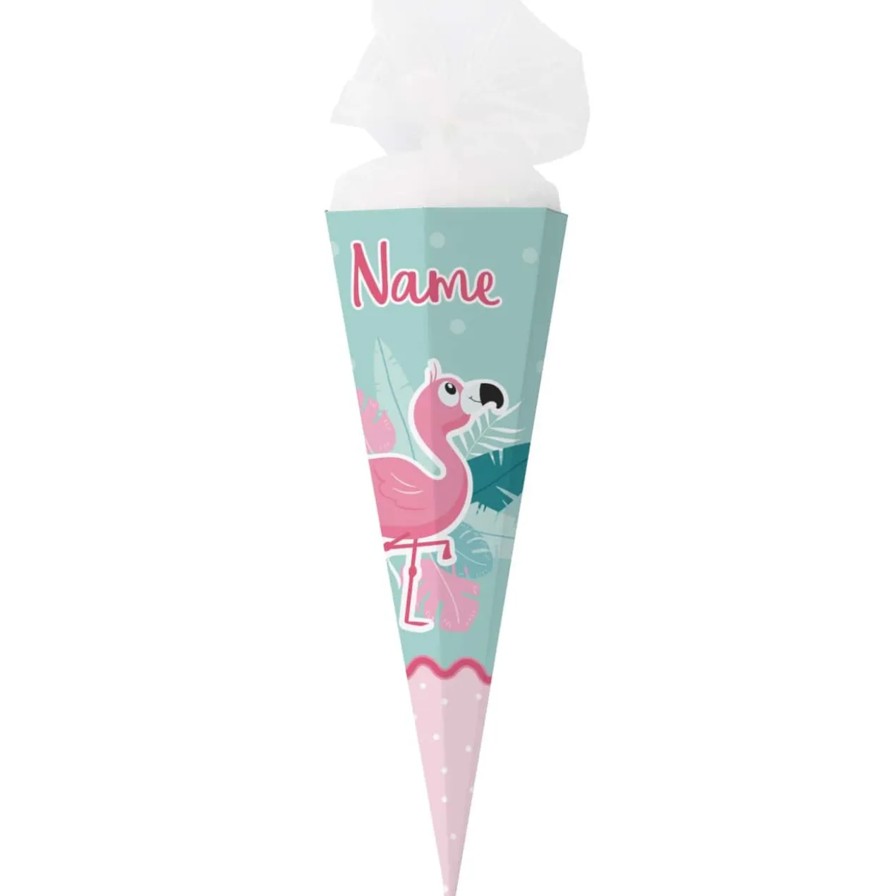 Schultüte für Mädchen mit Flamingo und Name