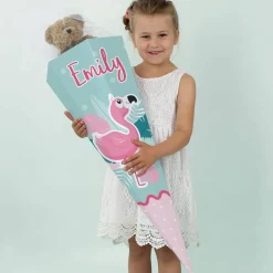 Schultüte für Mädchen mit Flamingo und Name