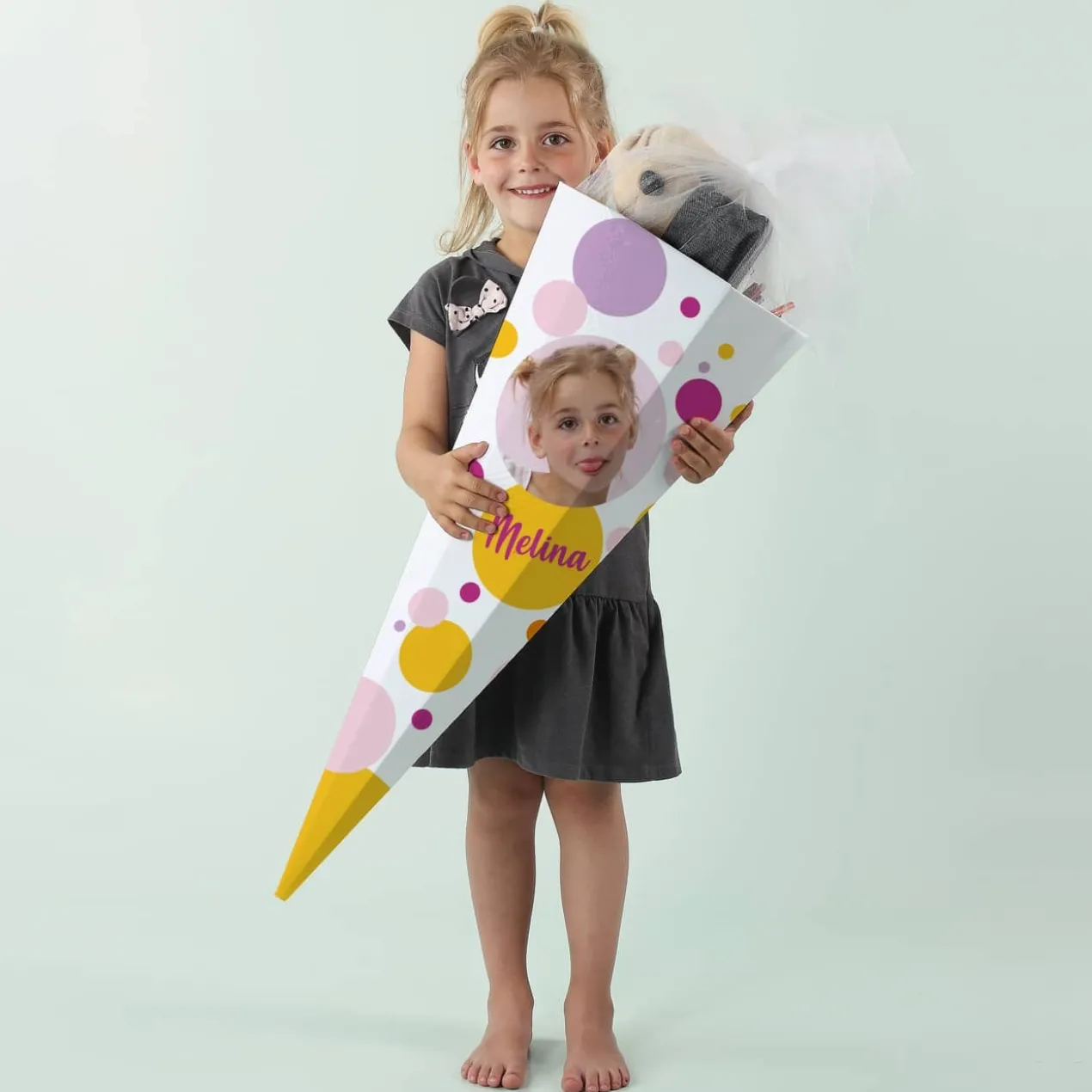 Schultüte für Mädchen mit Foto und Name