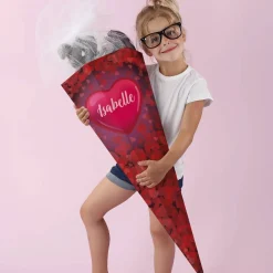 Schultüte für Mädchen mit Herzen und Name
