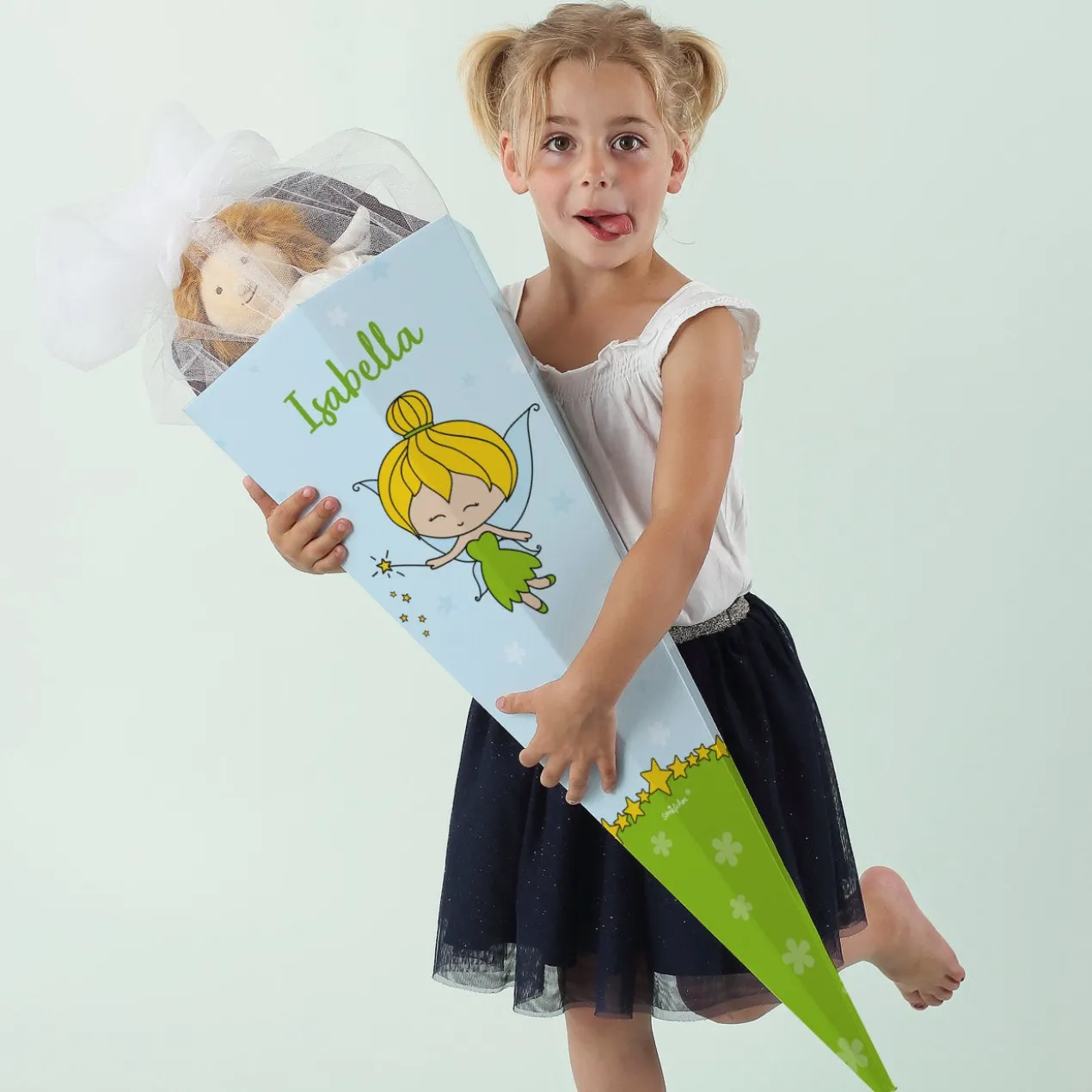 Schultüte für Mädchen mit kleiner Fee und Wunschname
