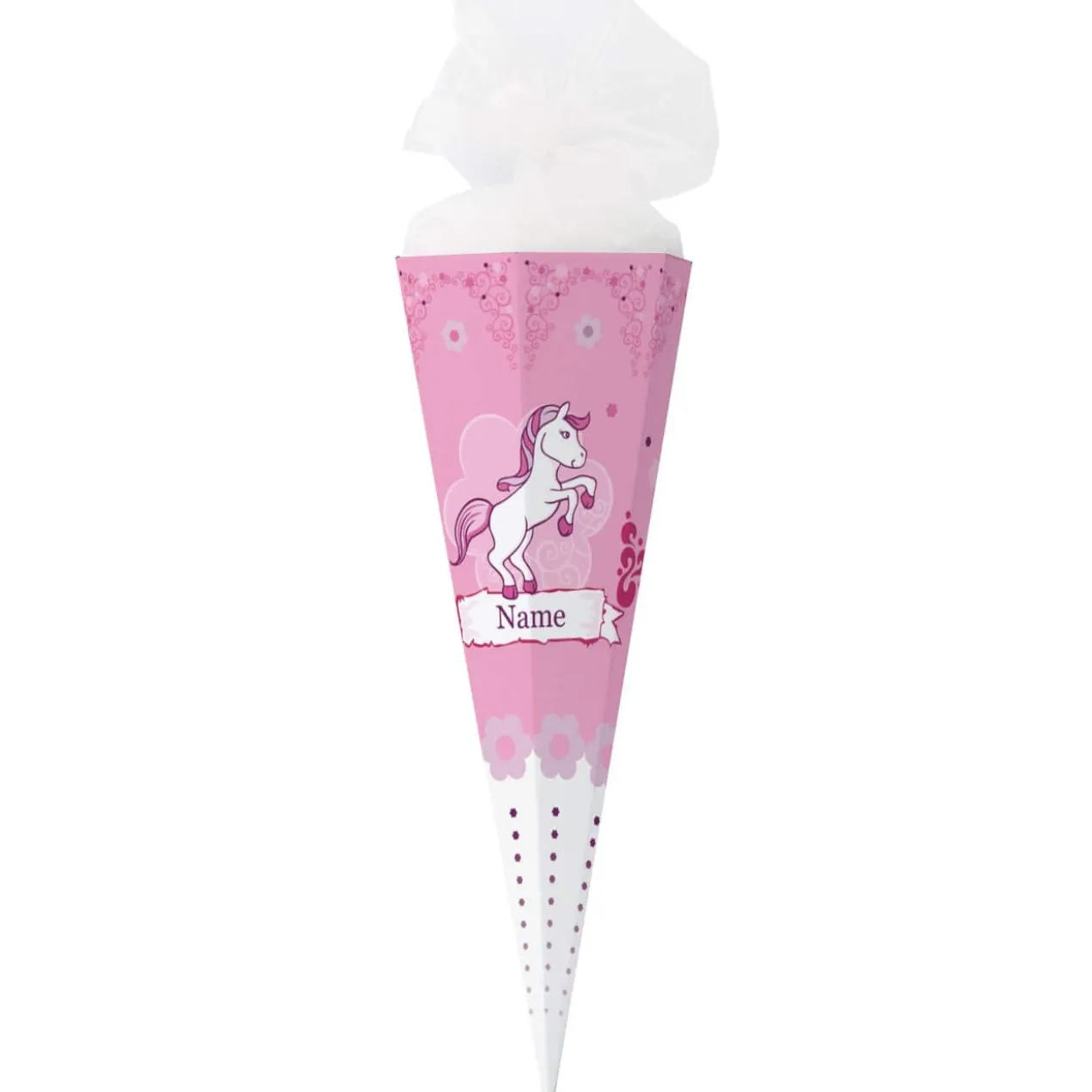 Schultüte für Mädchen mit Pink Pony und Name