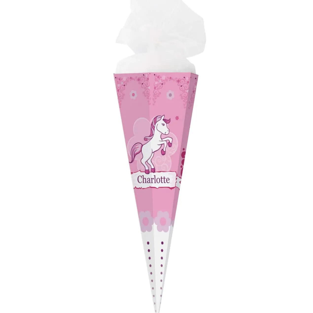 Schultüte für Mädchen mit Pink Pony und Name