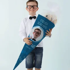 Schultüte in Tafeloptik mit Foto und Name
