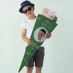 Schultüte in Tafeloptik mit Foto und Name