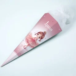 Schultüte mit bezaubernder Ballerina und Name