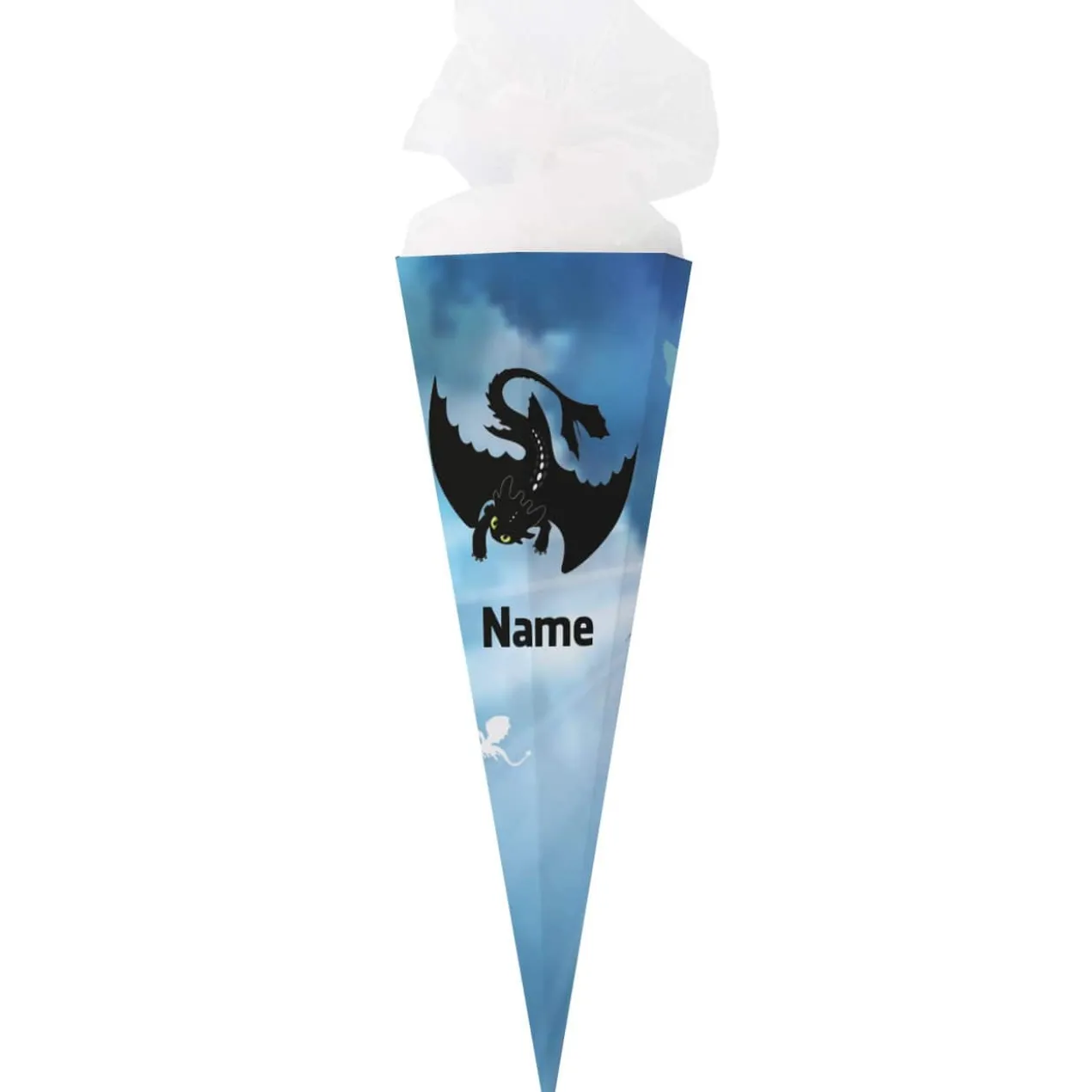 Schultüte mit Drache und Namensaufdruck