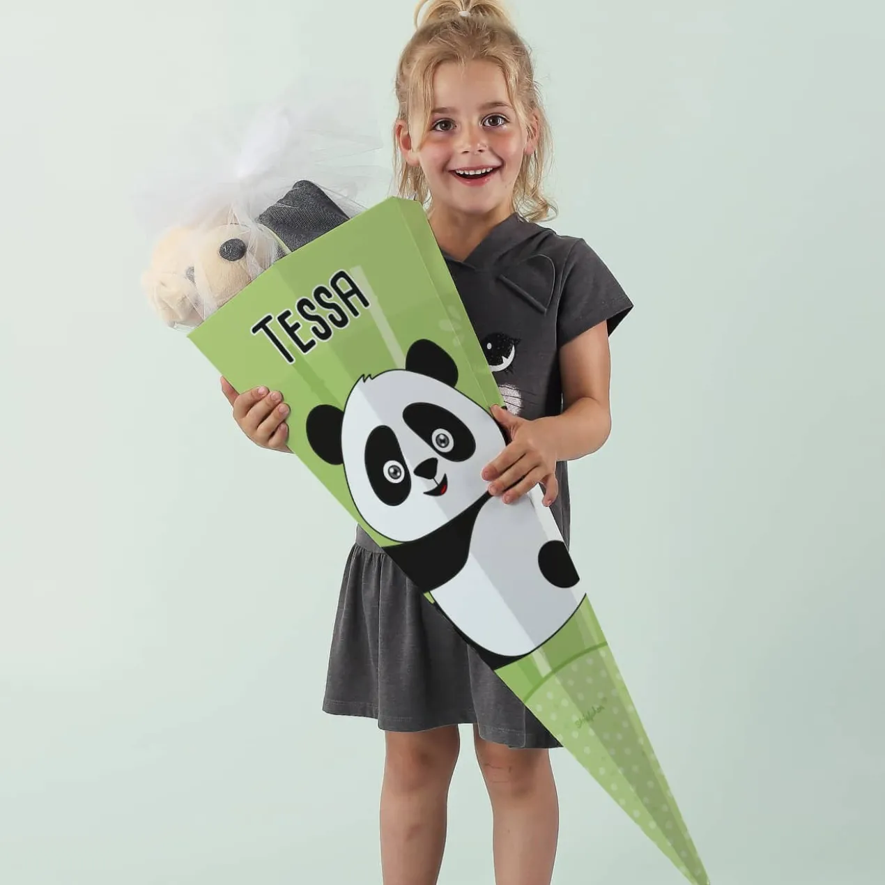 Schultüte mit Panda und Name