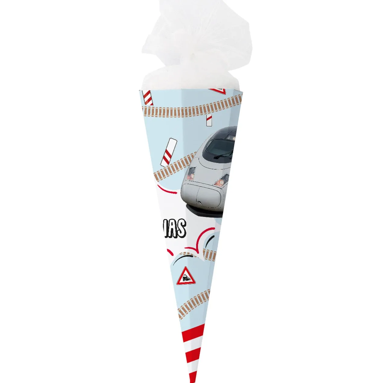 Schultüte XL mit Zug Motiv personalisiert mit Name | ICE | 80cm