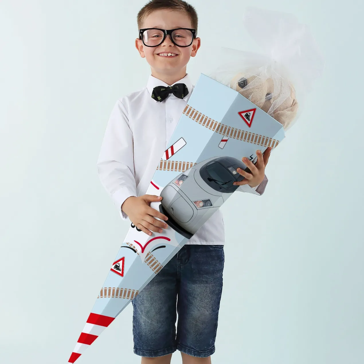 Schultüte XL mit Zug Motiv personalisiert mit Name | ICE | 80cm