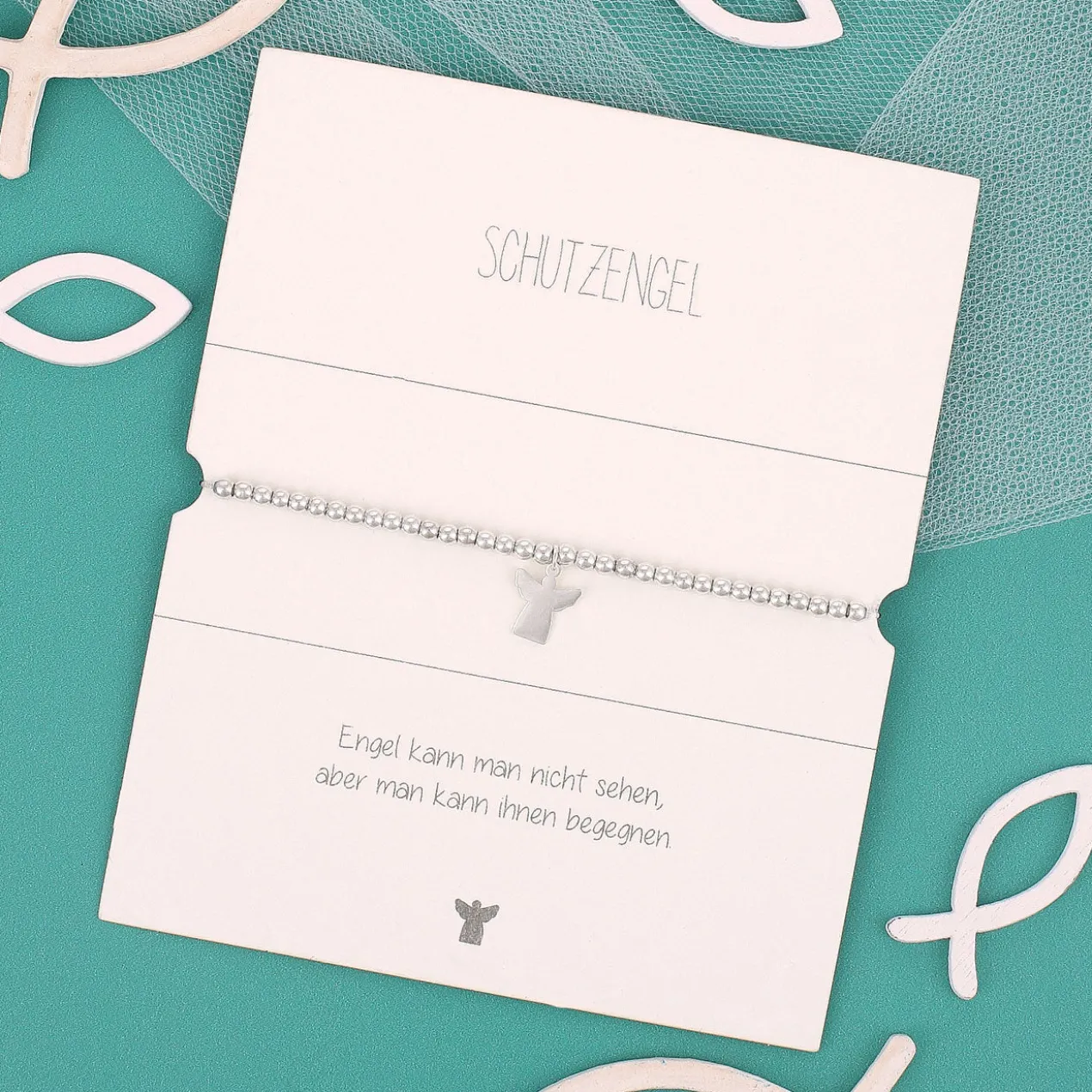 Schutzengel Armband zur Konfirmation in personalisierter Verpackung | Lila oder Türkis