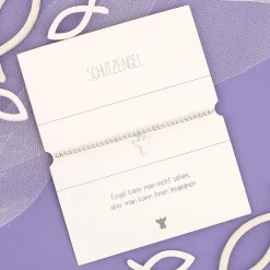 Schutzengel Armband zur Konfirmation in personalisierter Verpackung | Lila oder Türkis