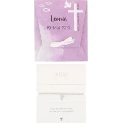 Schutzengel Armband zur Konfirmation in personalisierter Verpackung | Lila oder Türkis