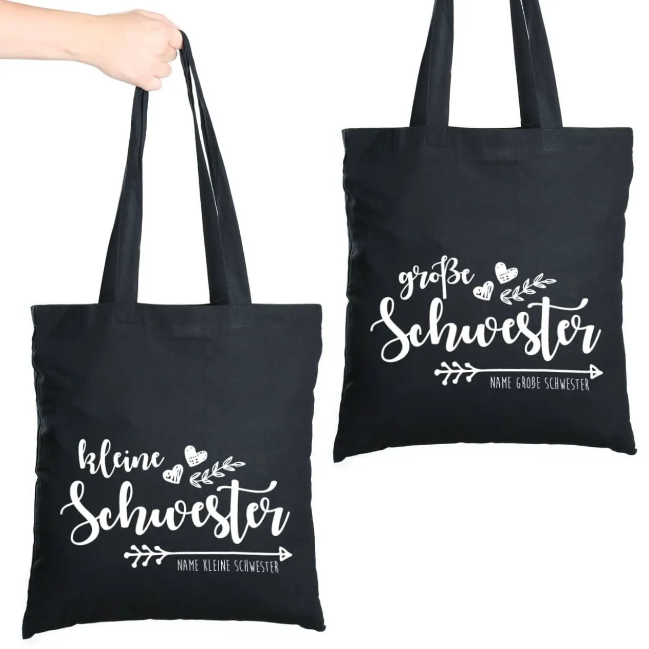 Schwarzer Beutel im Set kleine Schwester große Schwester