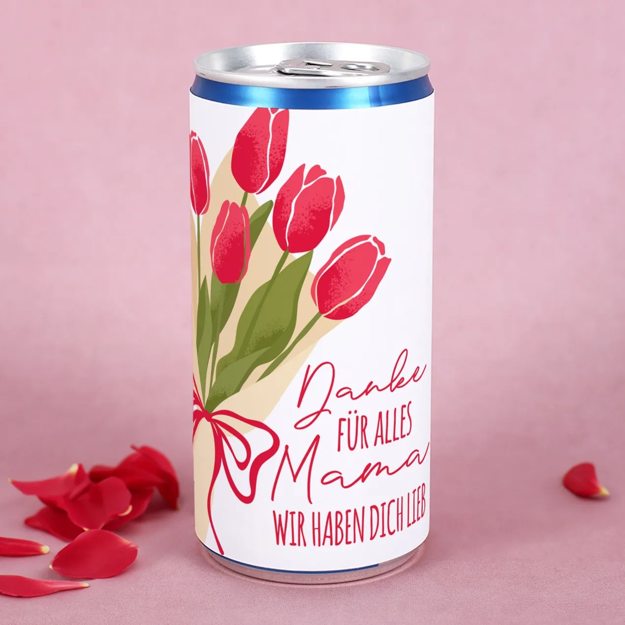 Secco Dose für Mama mit Tulpen Motiv | Secco als Geschenk zum Muttertag | 200 ml