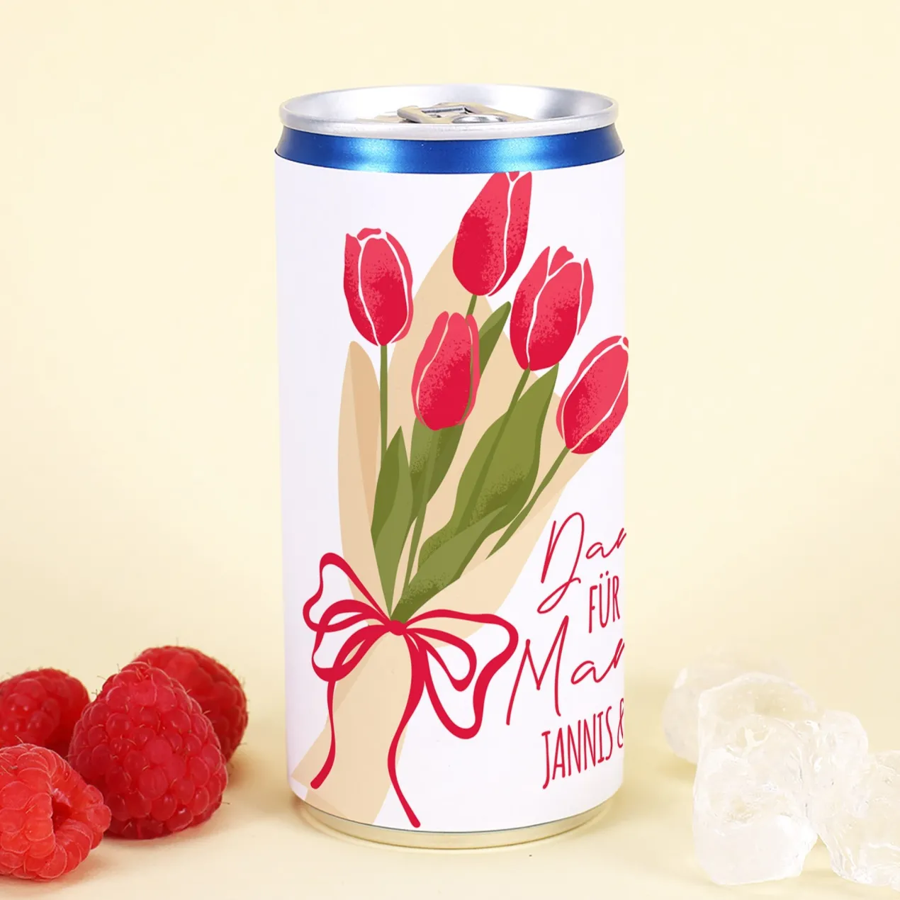 Secco Dose für Mama mit Tulpen Motiv | Secco als Geschenk zum Muttertag | 200 ml