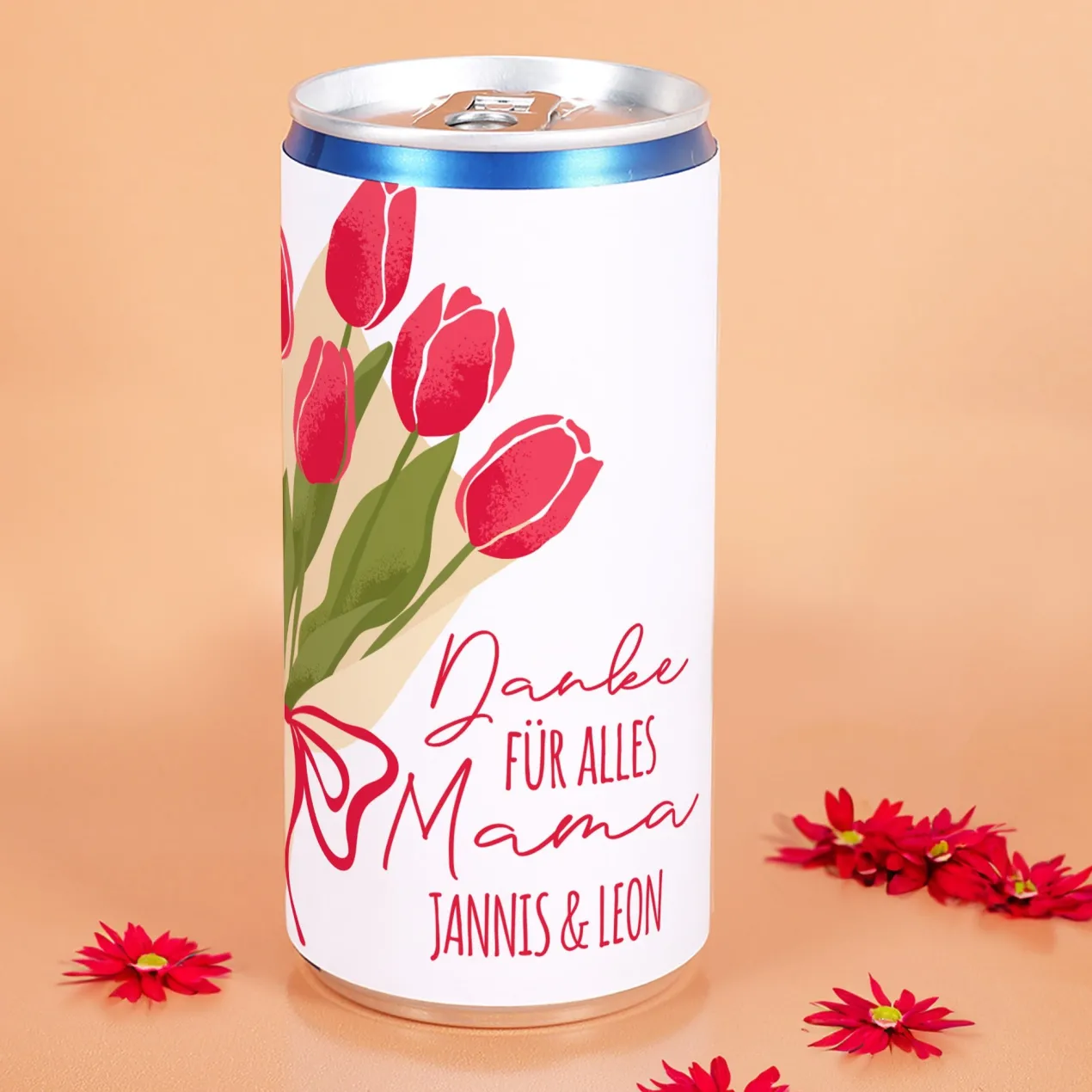 Secco Dose für Mama mit Tulpen Motiv | Secco als Geschenk zum Muttertag | 200 ml