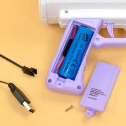 Seifenblasenpistole mit LED Licht | Party Bazooka mit Akku