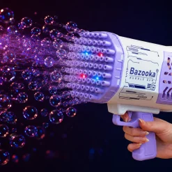 Seifenblasenpistole mit LED Licht | Party Bazooka mit Akku