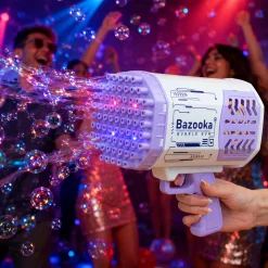 Seifenblasenpistole mit LED Licht | Party Bazooka mit Akku