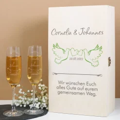Sektgläser mit Gravur im Set mit exklusiver Holzverpackung