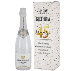 Sekt zum Geburtstag in Gold mit passender persönlicher Verpackung