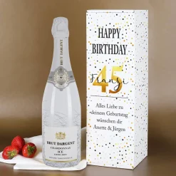 Sekt zum Geburtstag in Gold mit passender persönlicher Verpackung