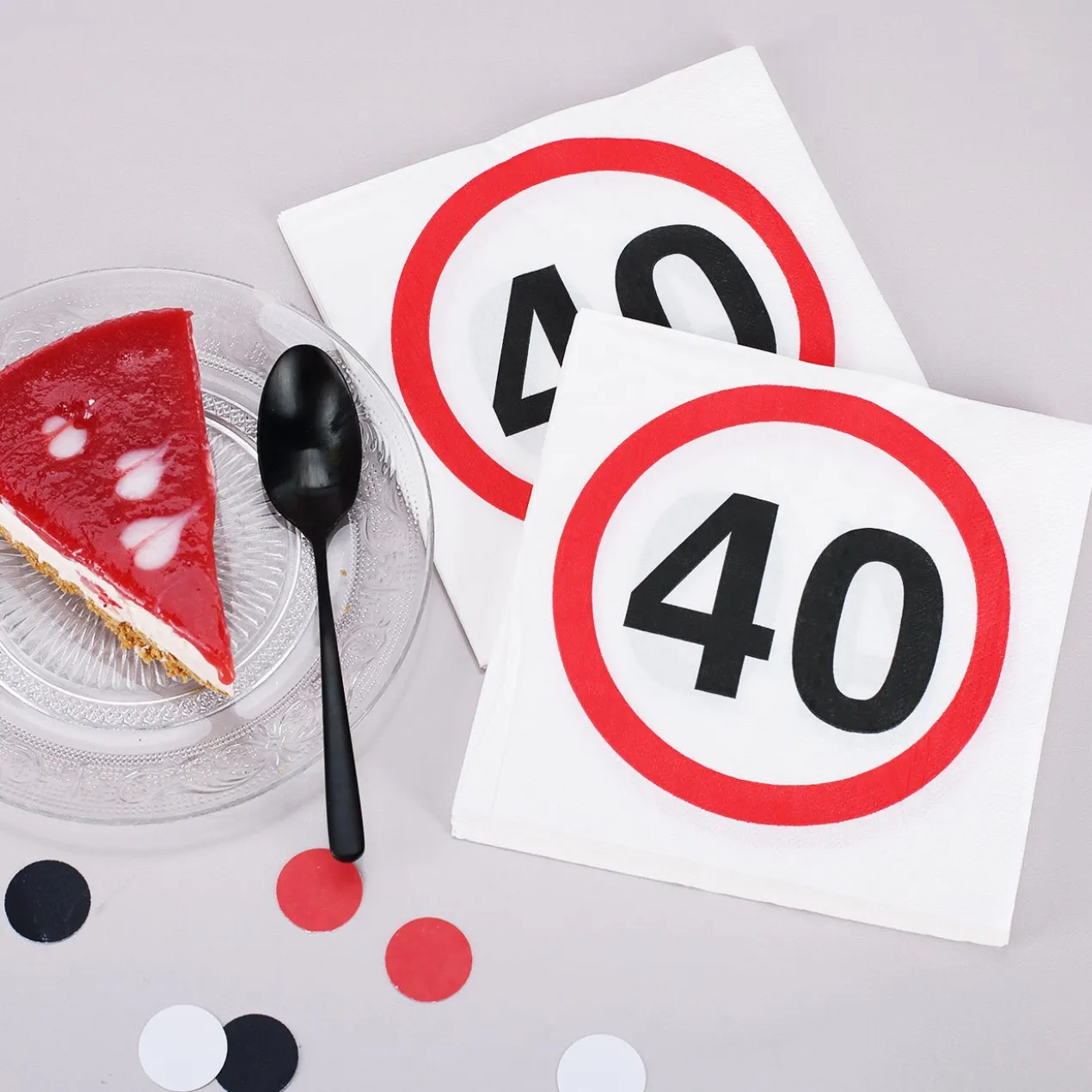 Servietten mit Verkehrszeichen zum 40. Geburtstag