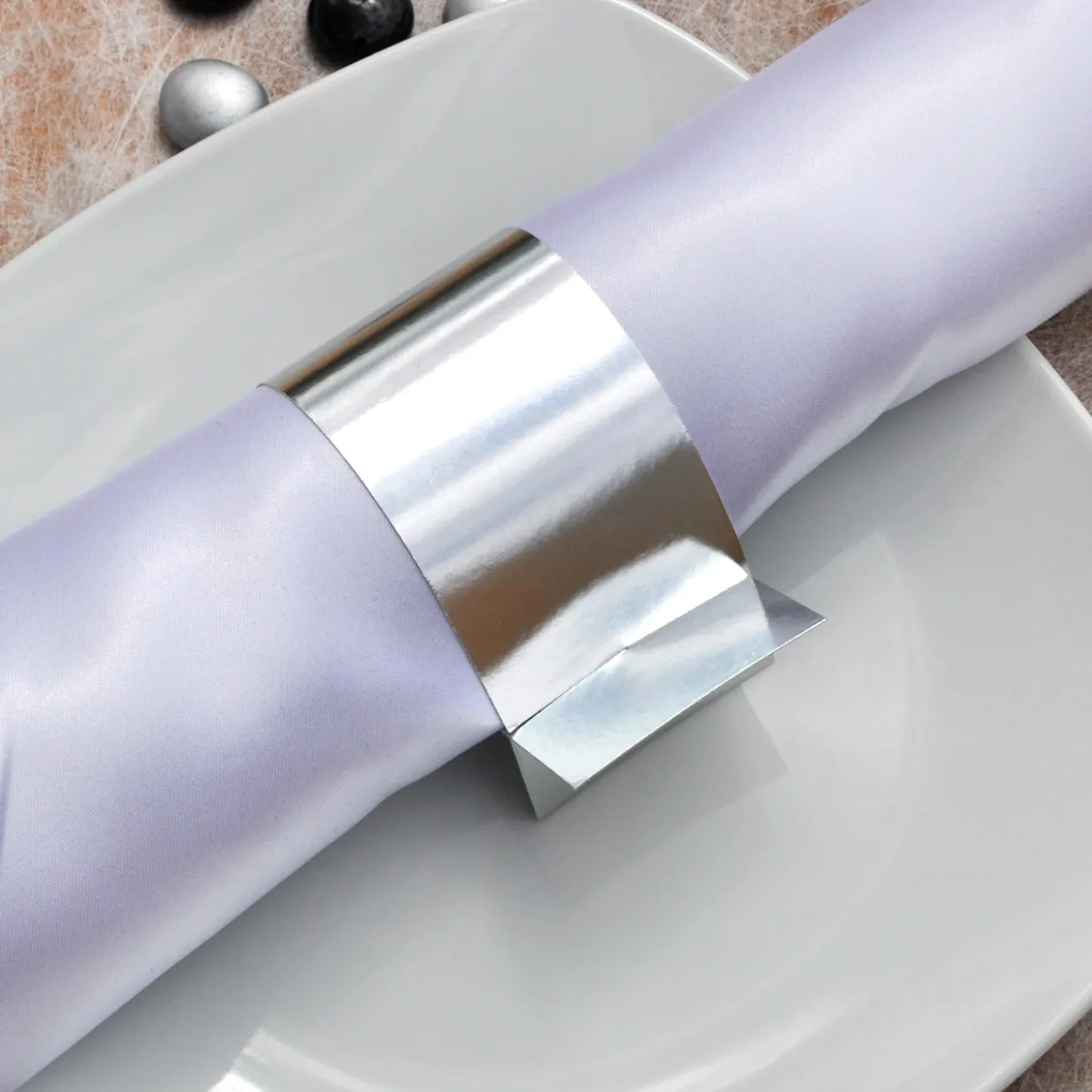 6 Serviettenringe in silber