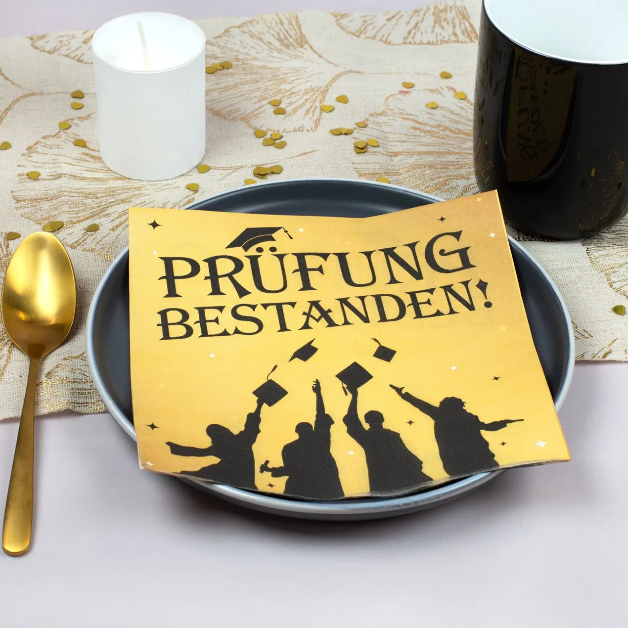 Servietten Set zur bestandenen Prüfung für Schulabschluss, Abitur und Studienabschluss | 20 Stück