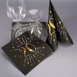 Servietten zum 20. Geburtstag - schwarz/gold-metallic