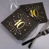 Servietten zum 40. Geburtstag - schwarz/gold-metallic