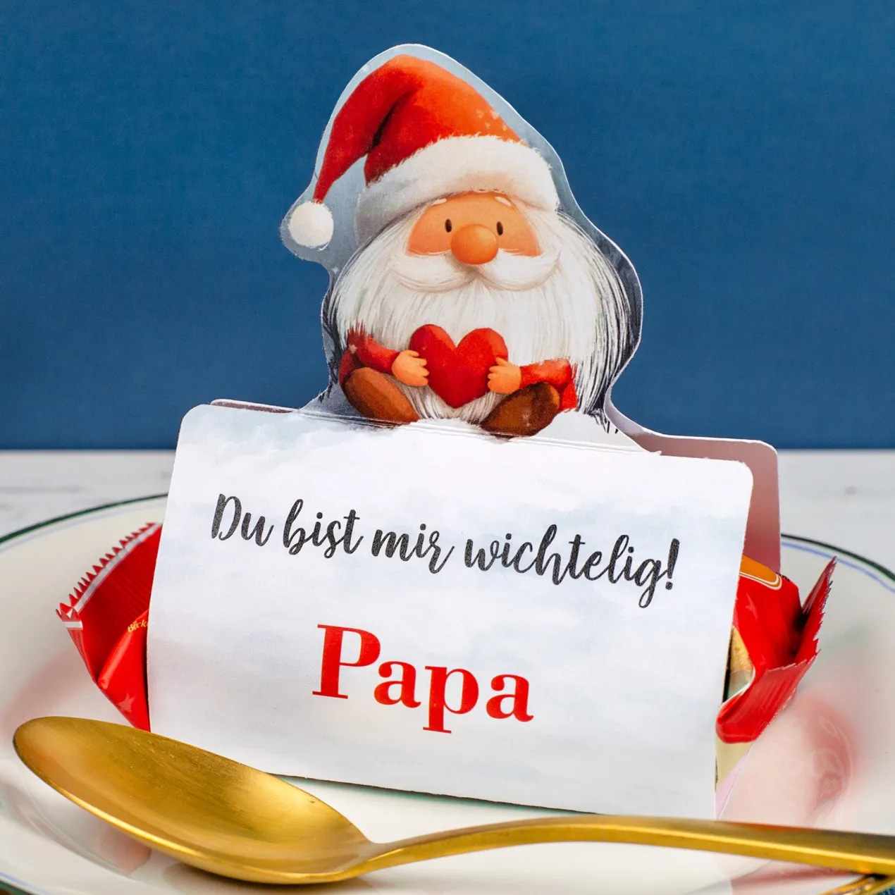Süßer Weihnachtsgruß - Ministollen mit niedlicher Wichtel-Banderole und Ihrem Text