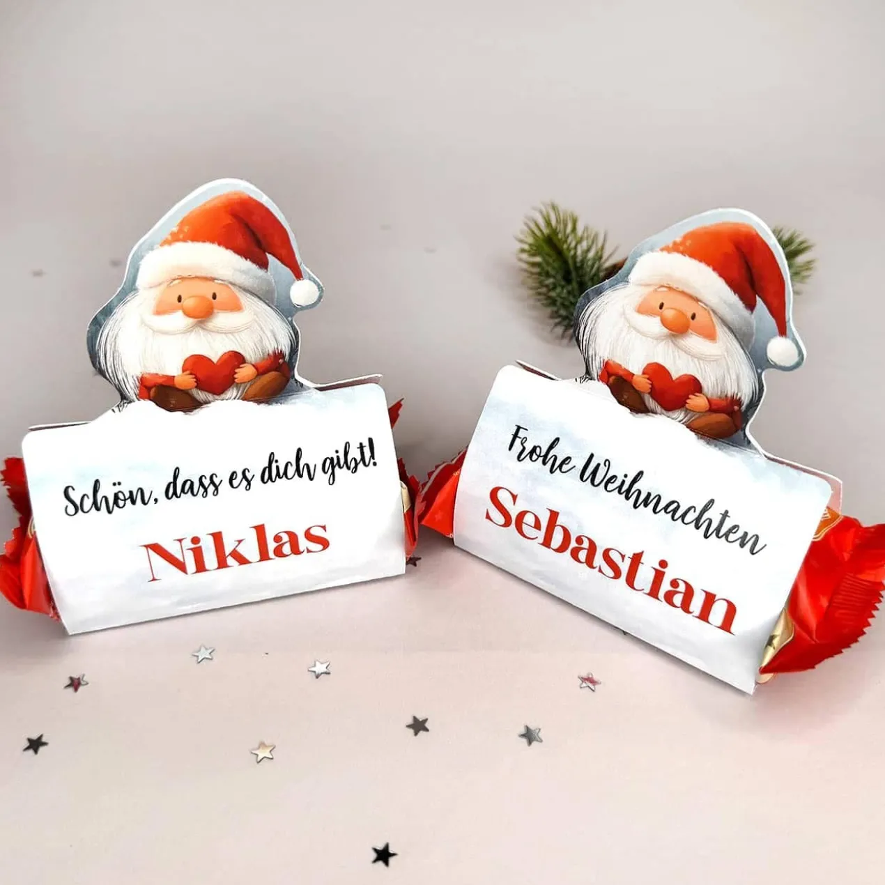 Süßer Weihnachtsgruß - Ministollen mit niedlicher Wichtel-Banderole und Ihrem Text
