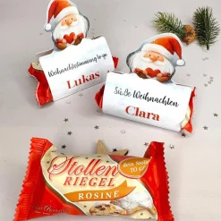 Süßer Weihnachtsgruß - Ministollen mit niedlicher Wichtel-Banderole und Ihrem Text