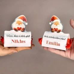 Süßer Weihnachtsgruß - Ministollen mit niedlicher Wichtel-Banderole und Ihrem Text