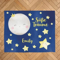Süße Träume - Kuscheldecke mit Sternchen und Mond