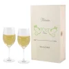 Set zur Hochzeit mit personalisierter Holzbox und zwei Weingläsern