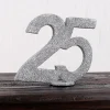 Silberne Dekozahl 25 für Tischdekoration Silberhochzeit