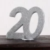 Silberne Dekozahl 20 zum Geburtstag für Tischdekoration