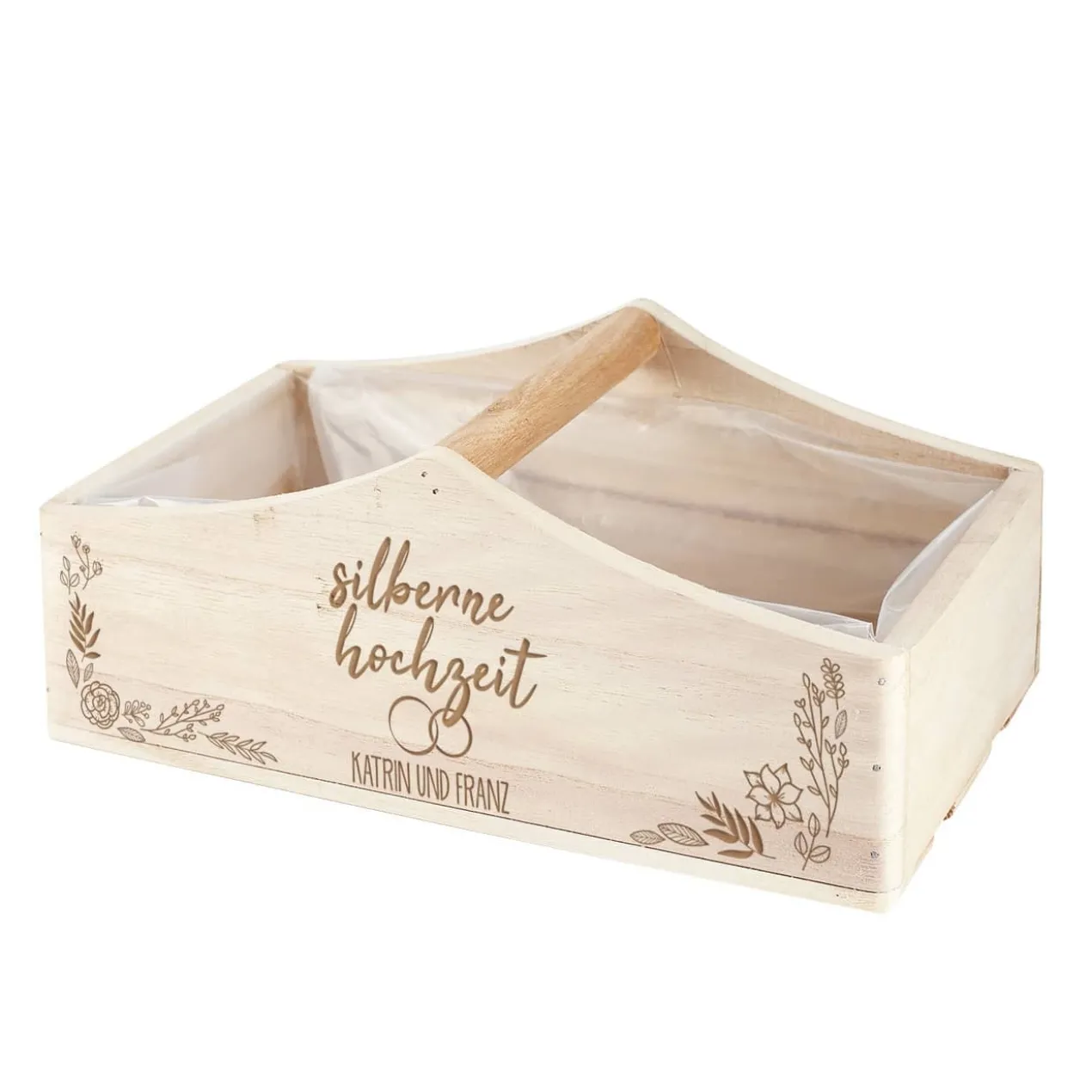 Silberne Hochzeit - Pflanzkorb mit Ihren Wunschnamen