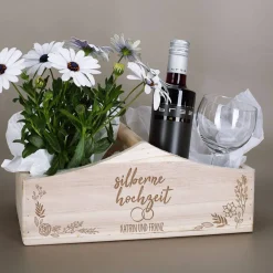 Silberne Hochzeit - Pflanzkorb mit Ihren Wunschnamen